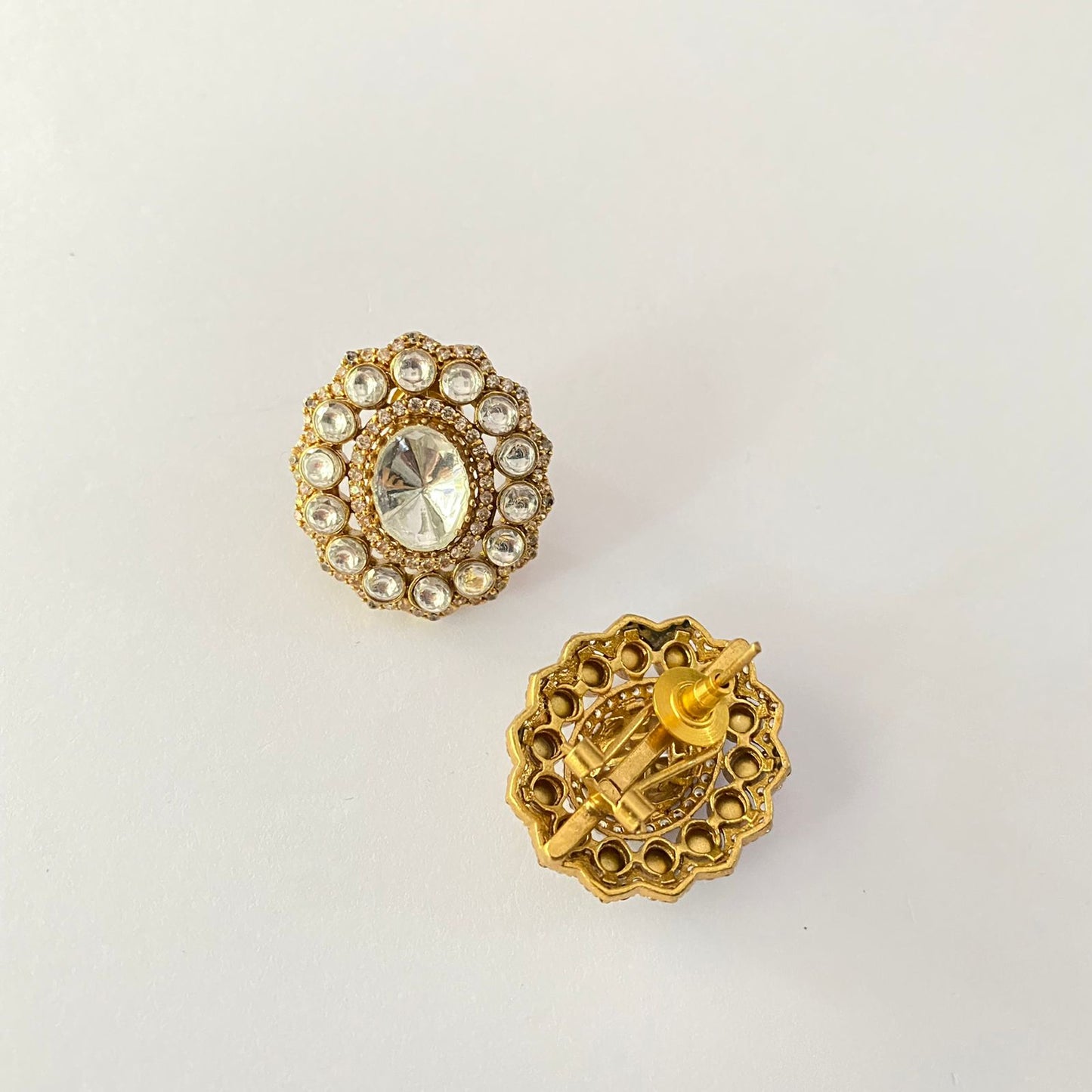 Polki Gold Plated Stud