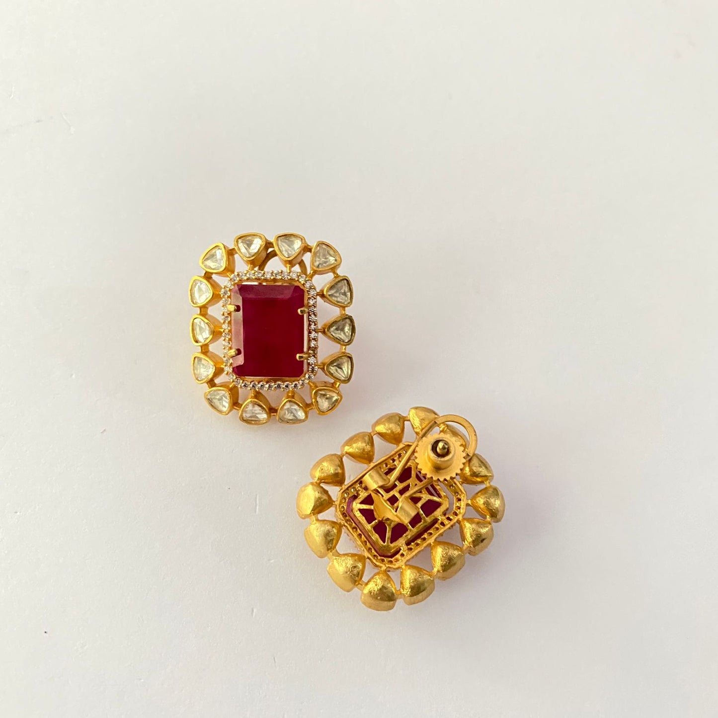 Gold Plated Moissanite With Back Clip Stud