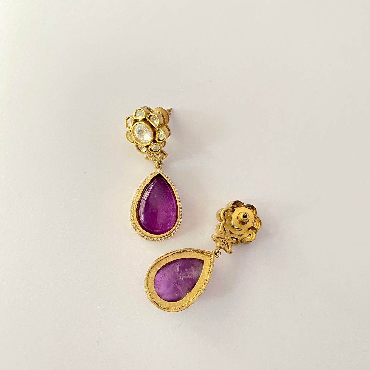 Purple Kundan Earring
