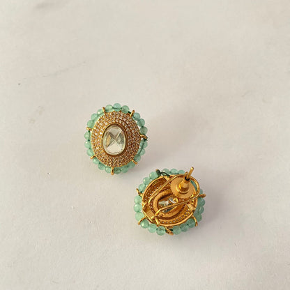 Polki Aquamarine Stud With Back Clip
