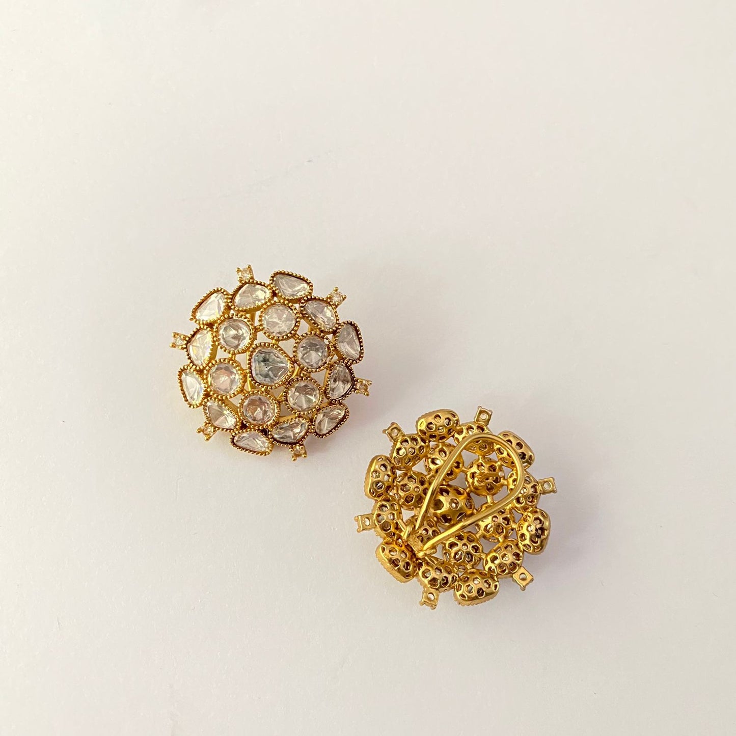 Moissanite Gold Plated Stud With Back Clip