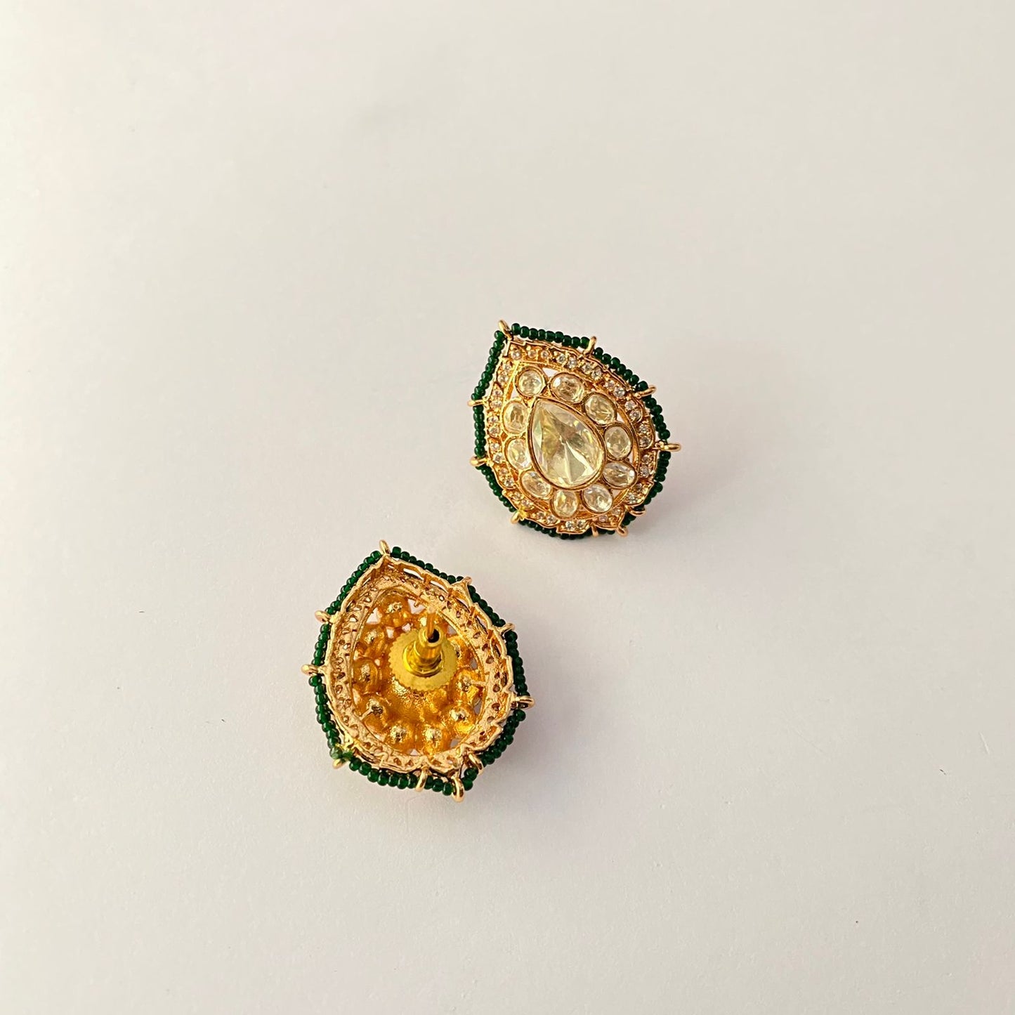 Gold Plated Moissanite Green Stud
