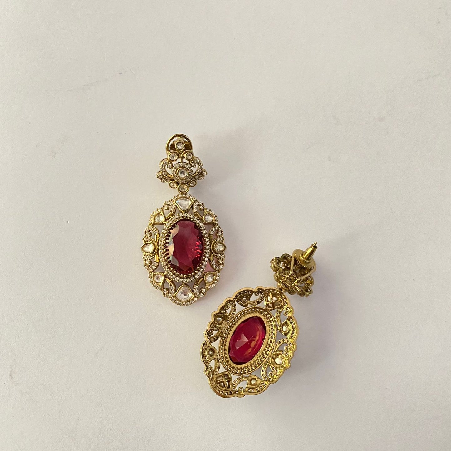 Ruby Antique Gold Kundan Earring
