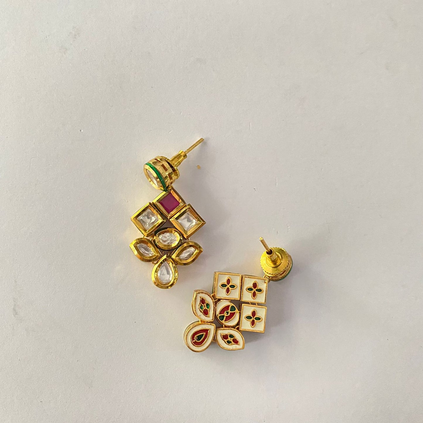 Kundan Ruby Gold Pated Earring
