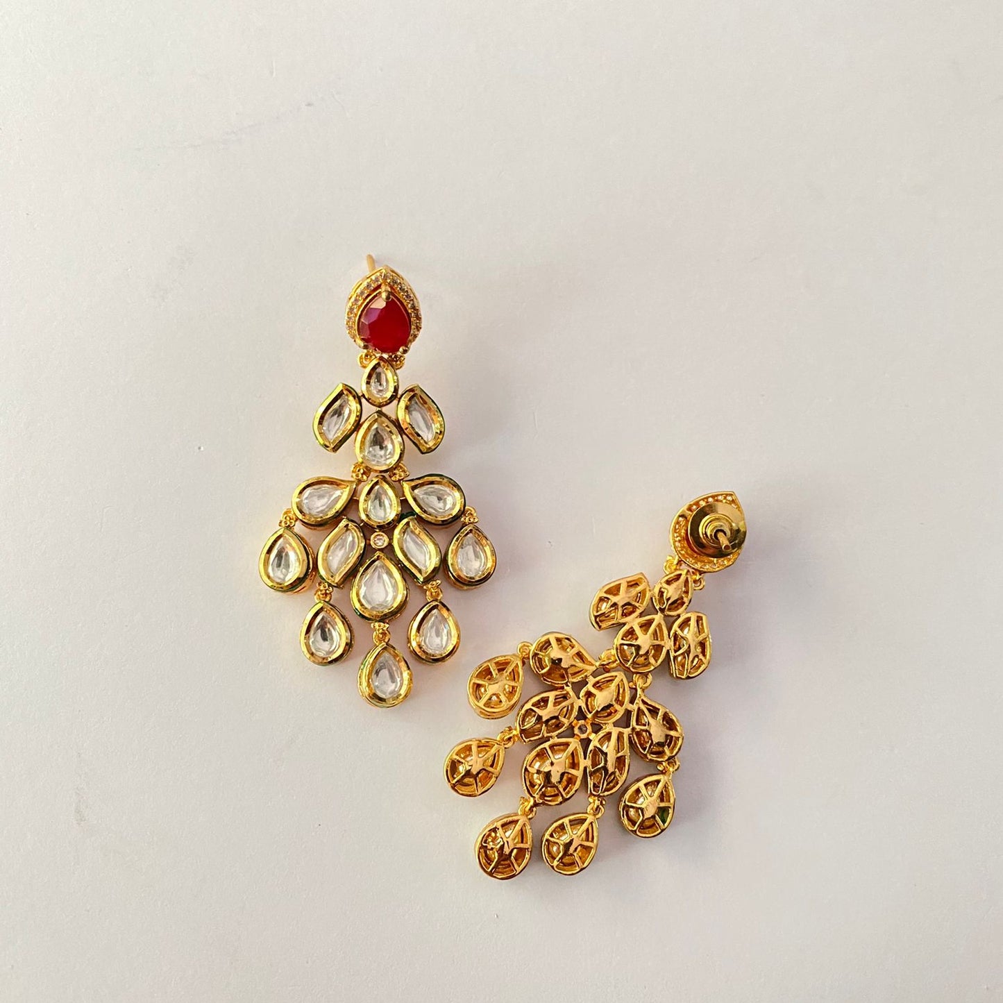 Ruby Kundan Gold Plated Earring