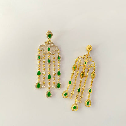 Gold Plated Green Diamond Earring