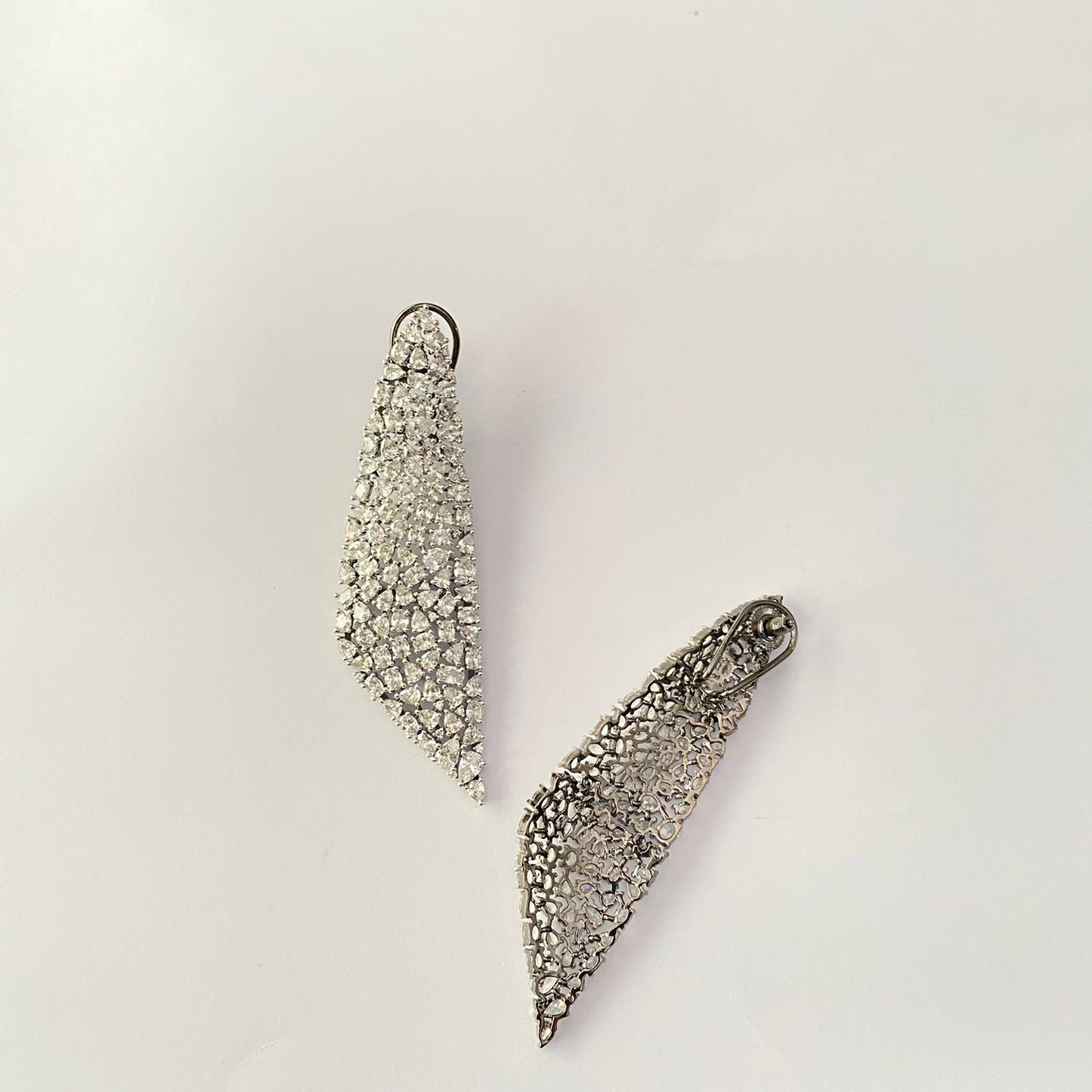 Diamond Oxidised Earring With Back Clip