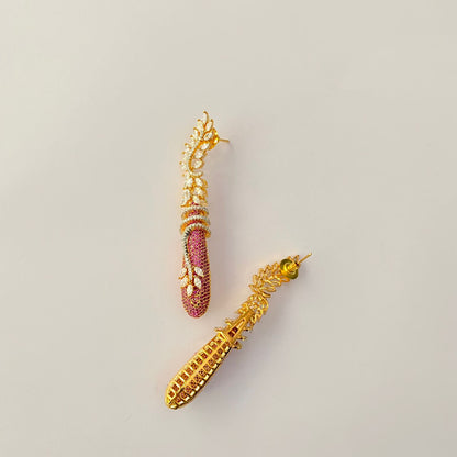 Gold Plated Ruby Diamond Earring