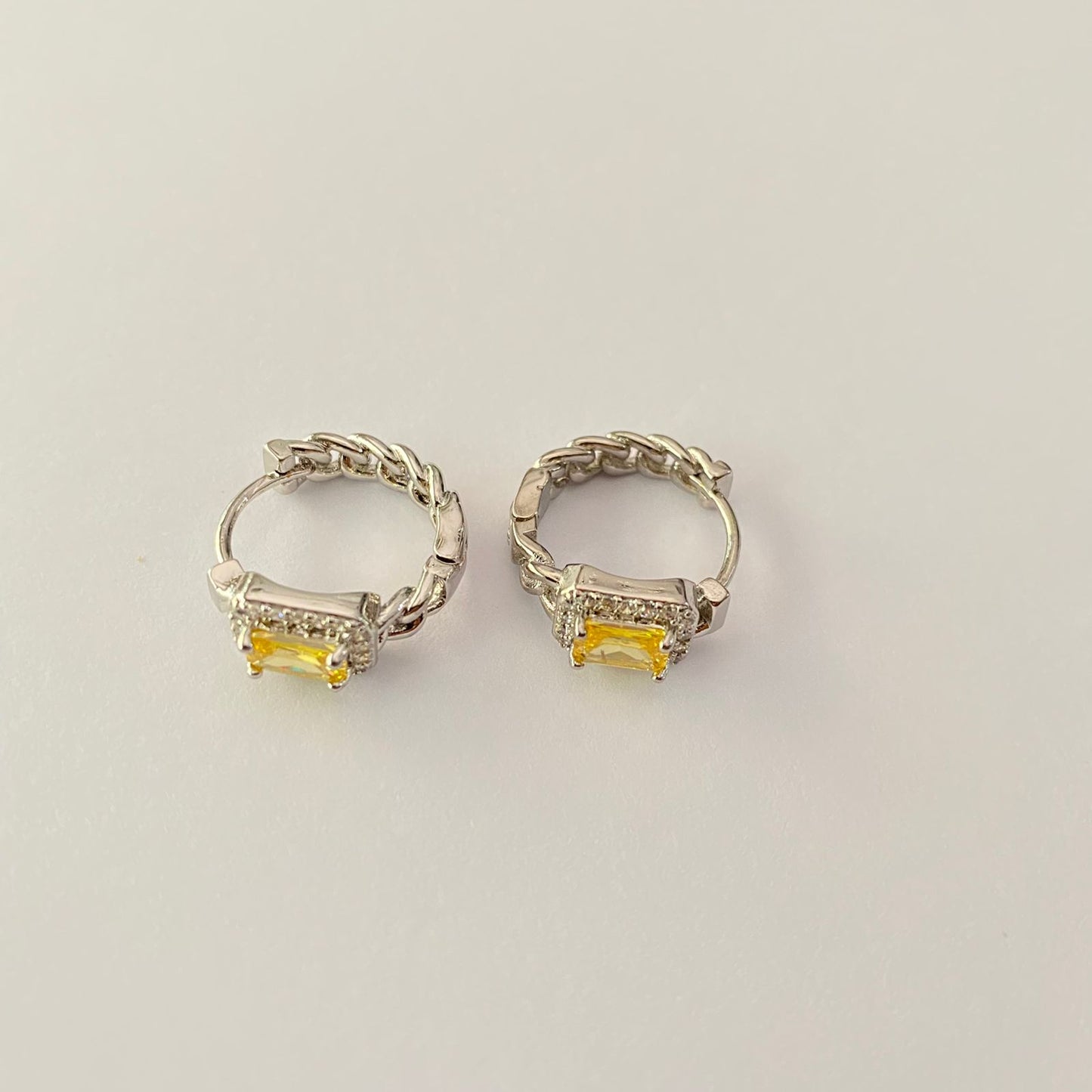 yellow Stone Silver Plated Hoop earring