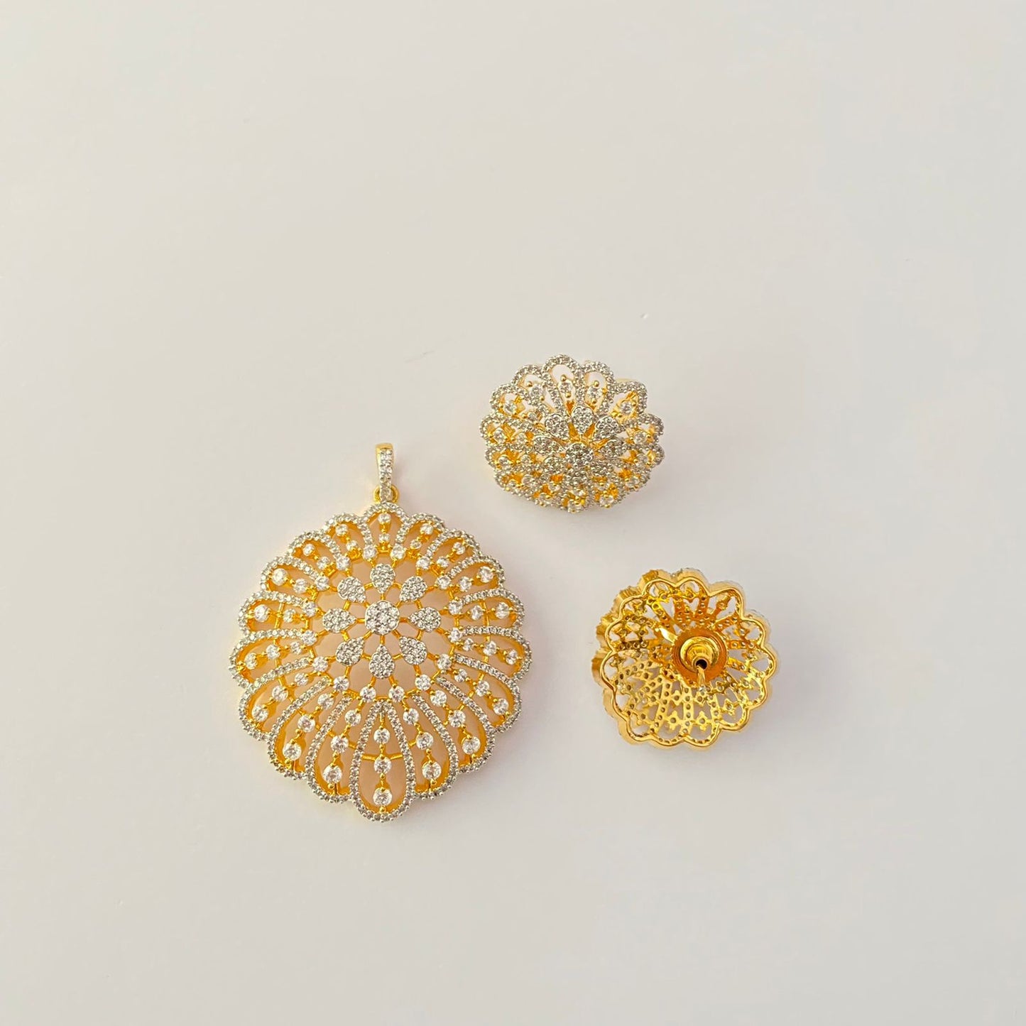 Diamond Pendant Set Gold Plated