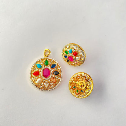 Multi Gold Plated Pendant Set