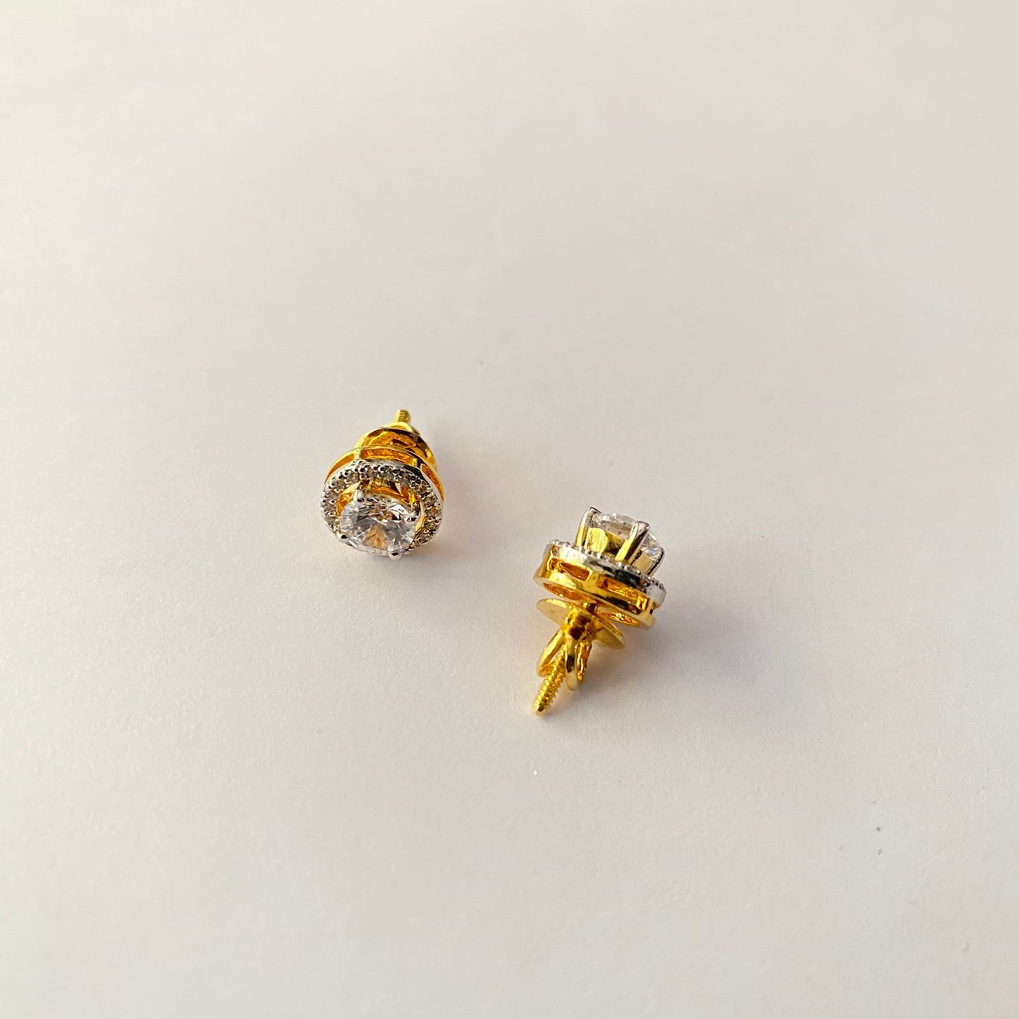 Pure Silver 92.5 Gold Polish Double Frame Stud