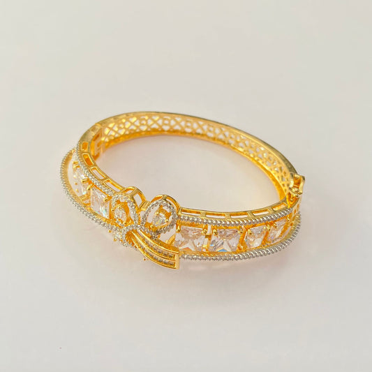 A.D stone White Gold Plated Openable Bracelet