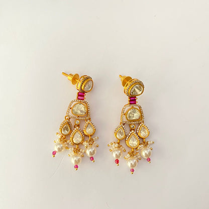 Gold Plated kundan Ruby necklace set