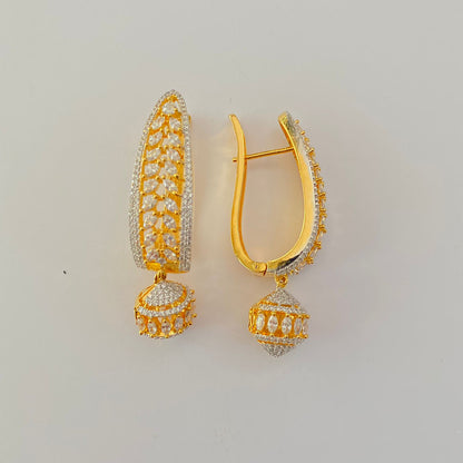 A.D Stone Gold  plated Jhumka Dangler earring