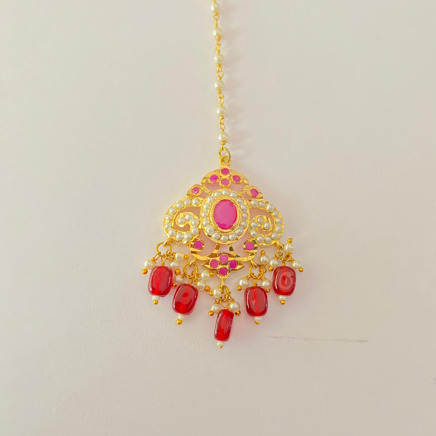 Red Ruby Stone Jadau mangtika