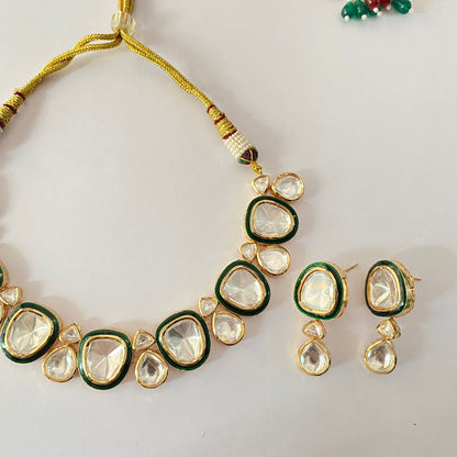 Gold Plated Polki Necklace Set