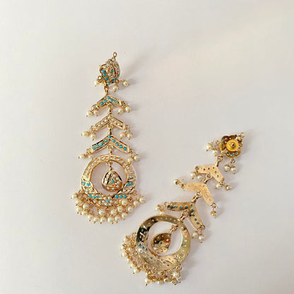 Firoza Long Jadau Earring