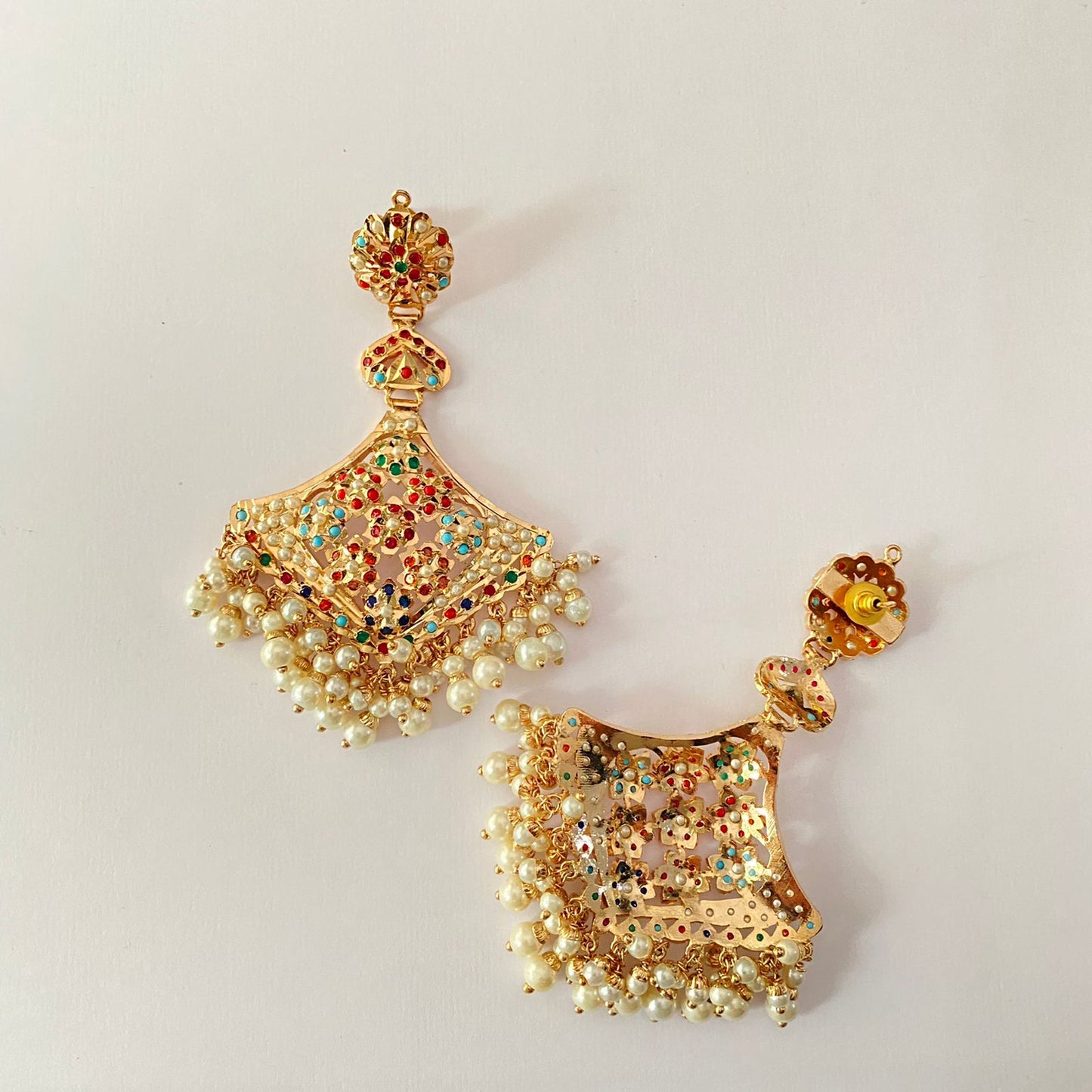 Multi Gold Plated Jadau Earring
