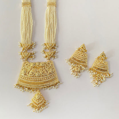 Gold Plated Pearl Jadau Long Rani Haar