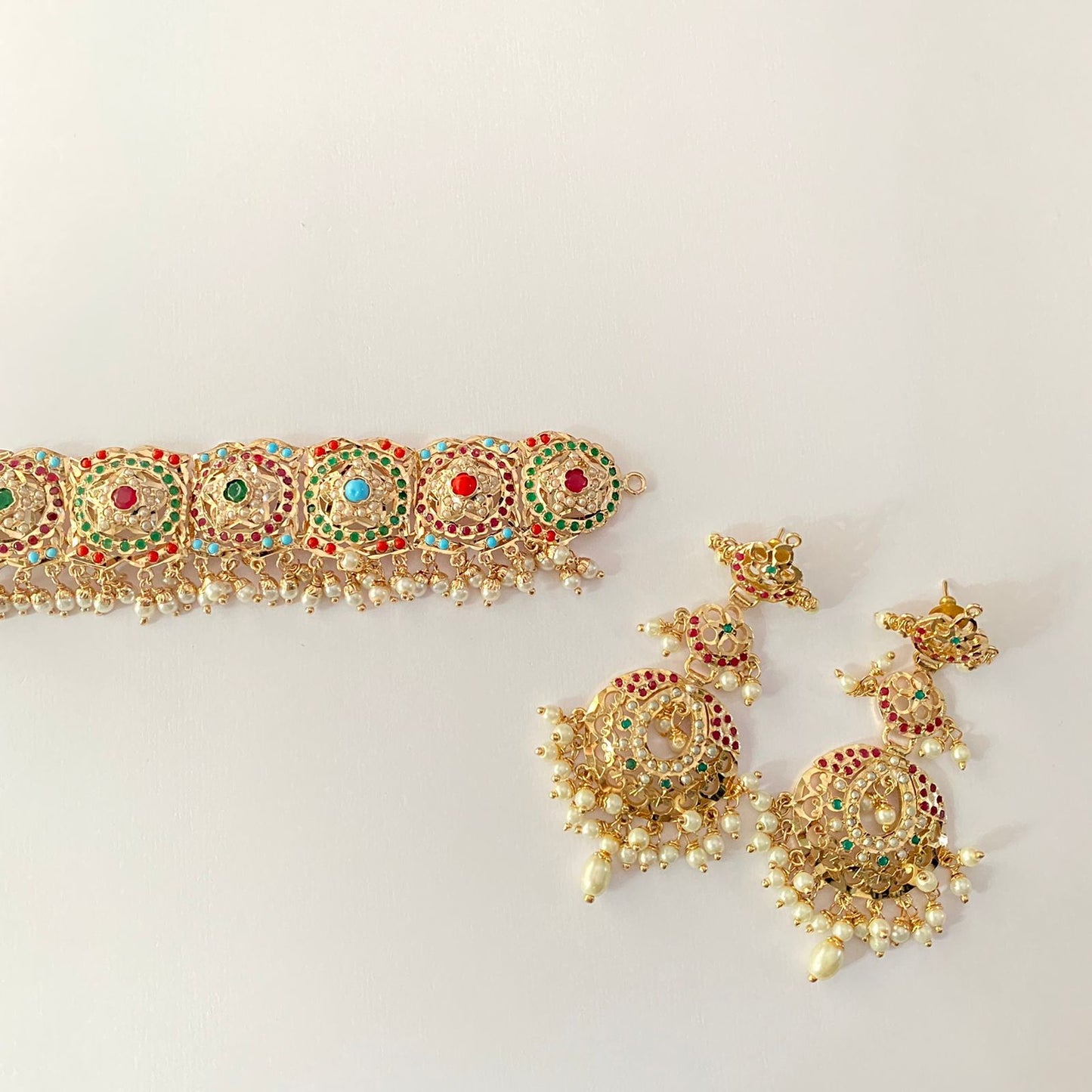 Multi Jadau Gold Plated Choker Set