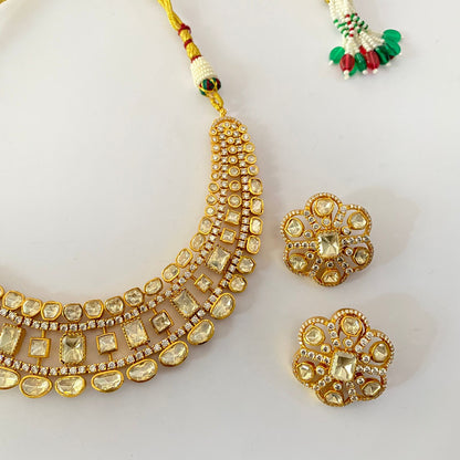 Gold Plated Moissanite Necklace Set