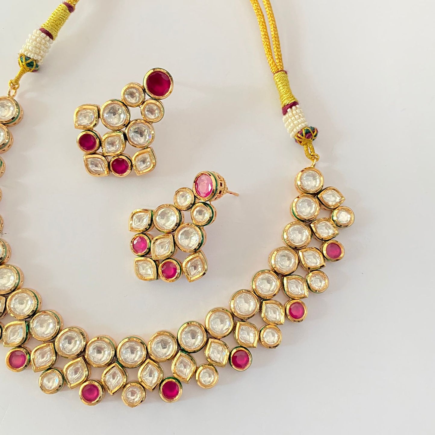 Kundan Ruby Gold Plated Necklace Set