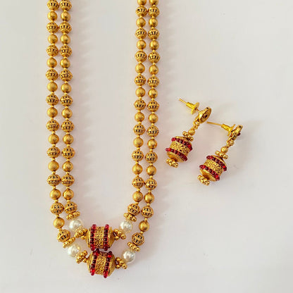 Double Line Matar Mala Gold Pated