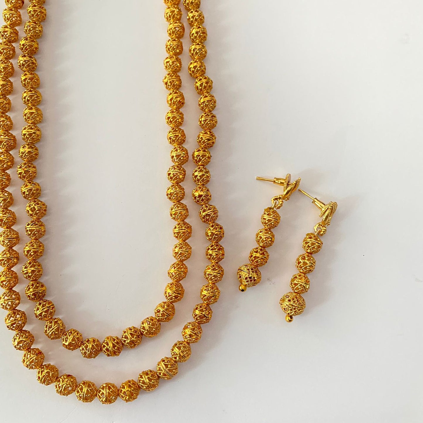 Gold Plated Double Line Matar Mala