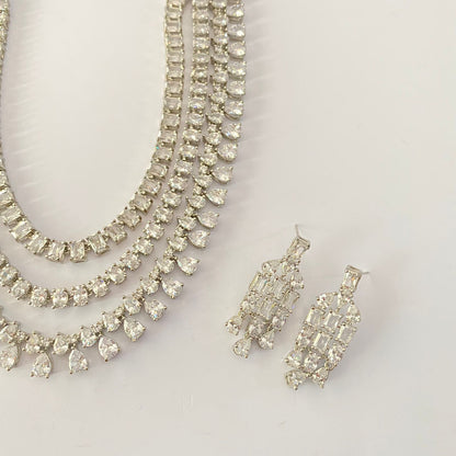 Three Line Diamond Necklace Set