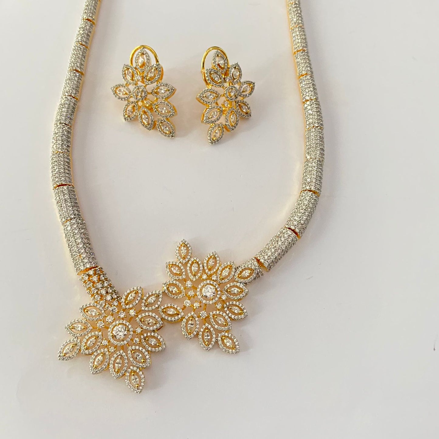Gold Plated Diamond Necklace Set