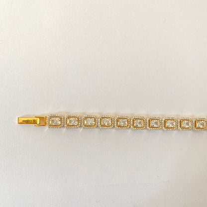 Gold Plated Square Shape Tennis Bracelet