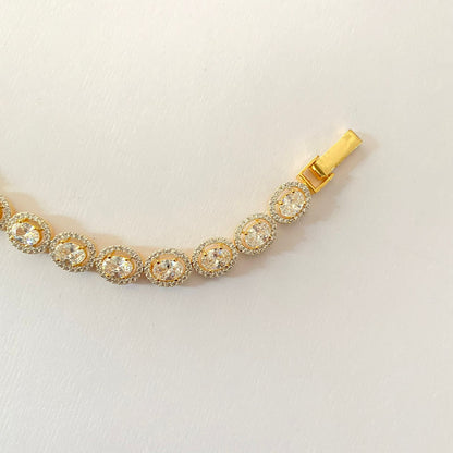 Oval Shape Gold Plated Tennis Bracelet