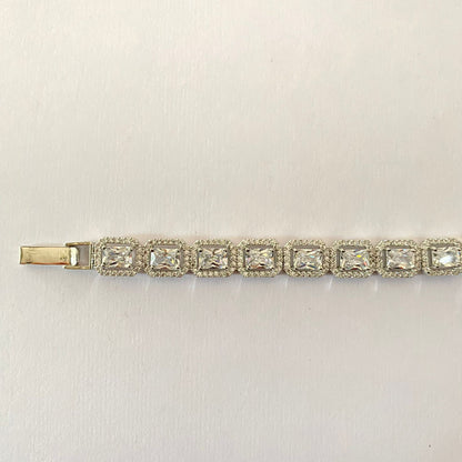 Silver Plated Square Shape Tennis Bracelet