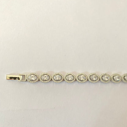 Silver Plated Oval Shape Tennis Bracelet