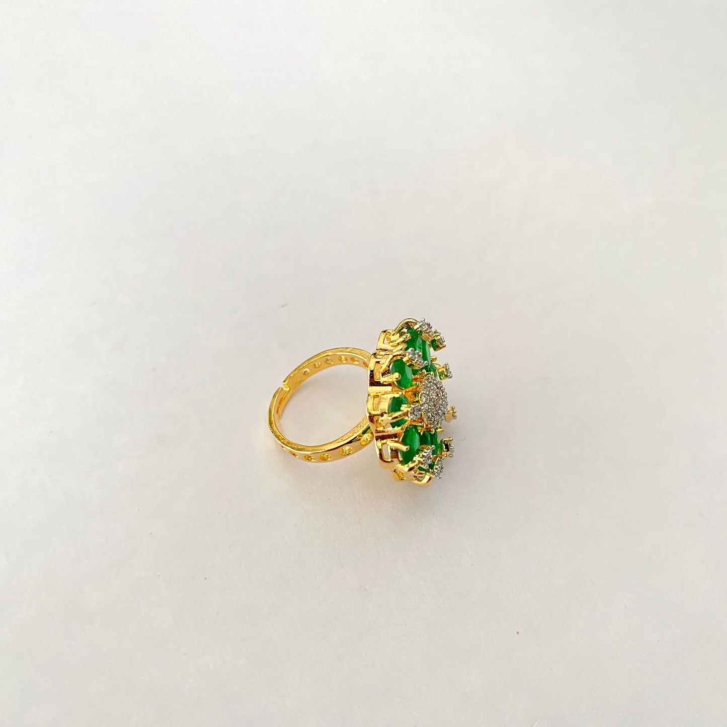 Gold Plated Green Diamond Ring