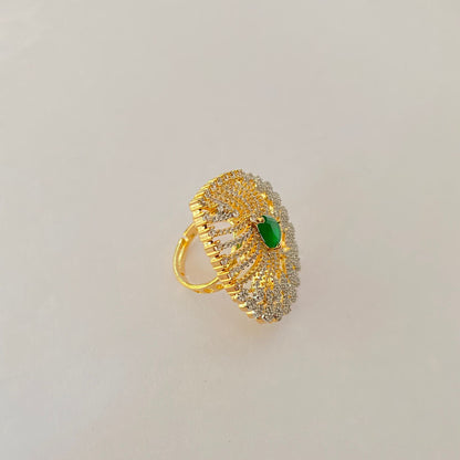 Gold Plated Green Stone Ring