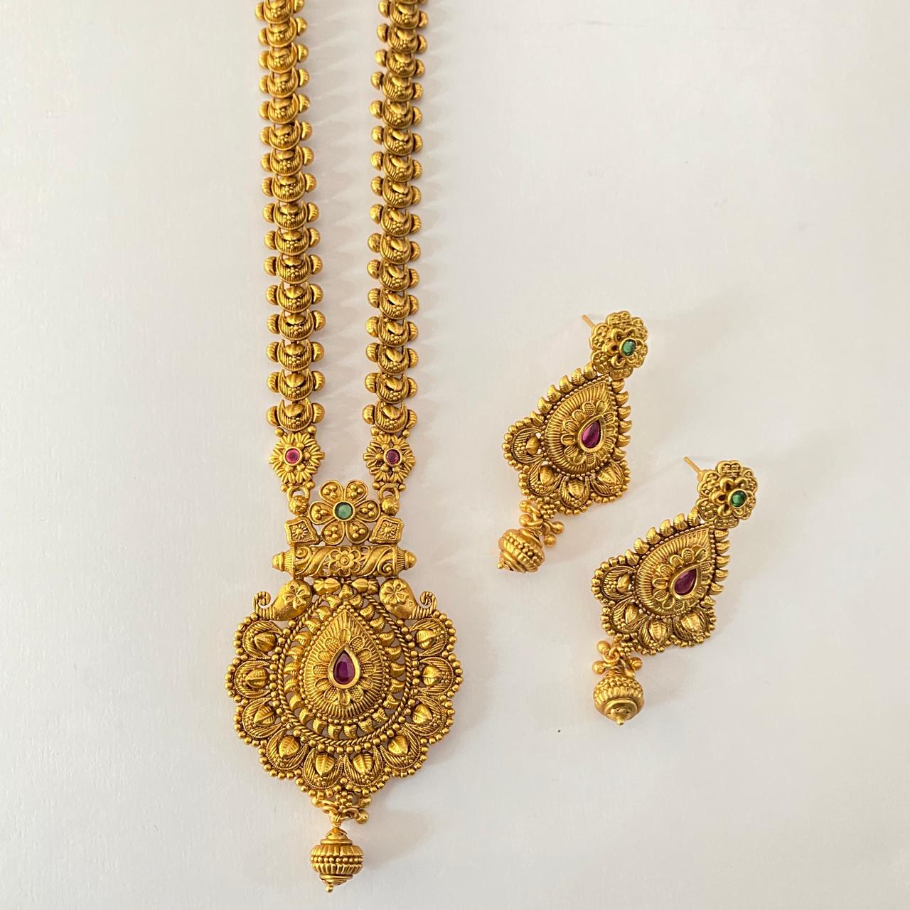 Gold Plated Long Necklace Set