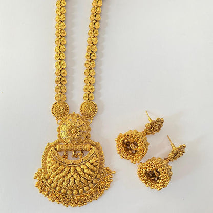 Long Gold Plated Necklace With Jhumka