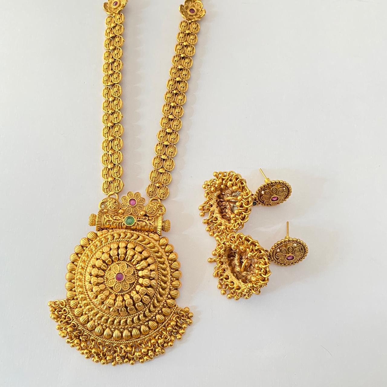 Gold Plated Long Necklace Set