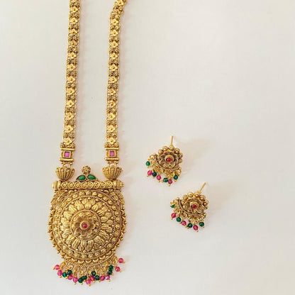 Antique Gold Plated Long Necklace Set