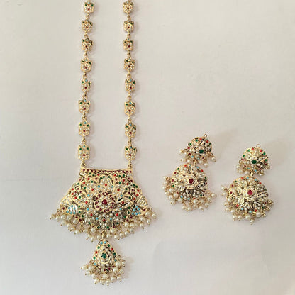 Multi Jadau Long Necklace Set