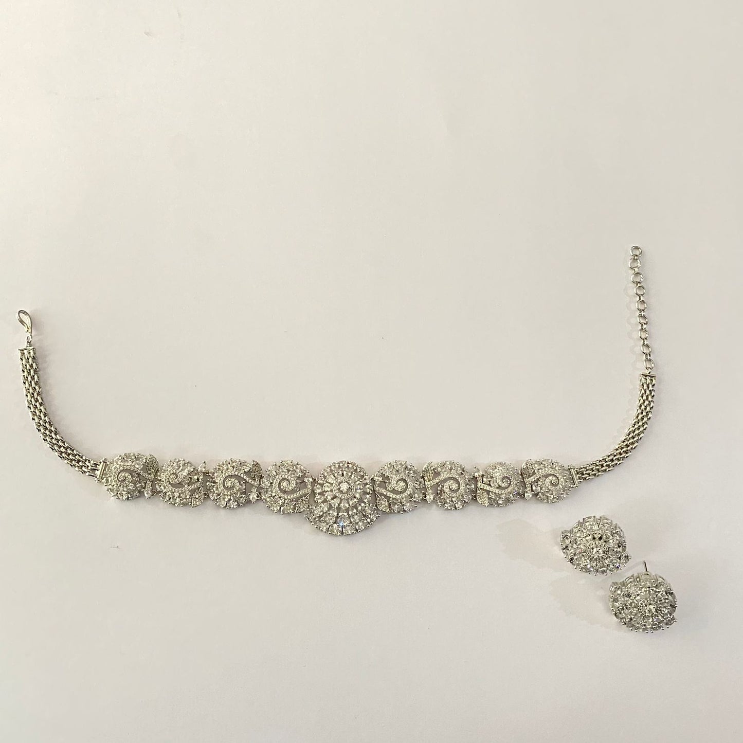 Diamond Silver Plated Choker Set