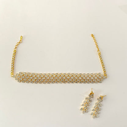 Gold Plated Diamond Choker Set