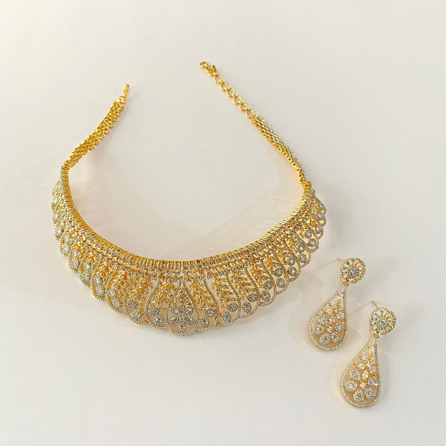 Diamond gold plated Engage Classic Wedding Necklace set