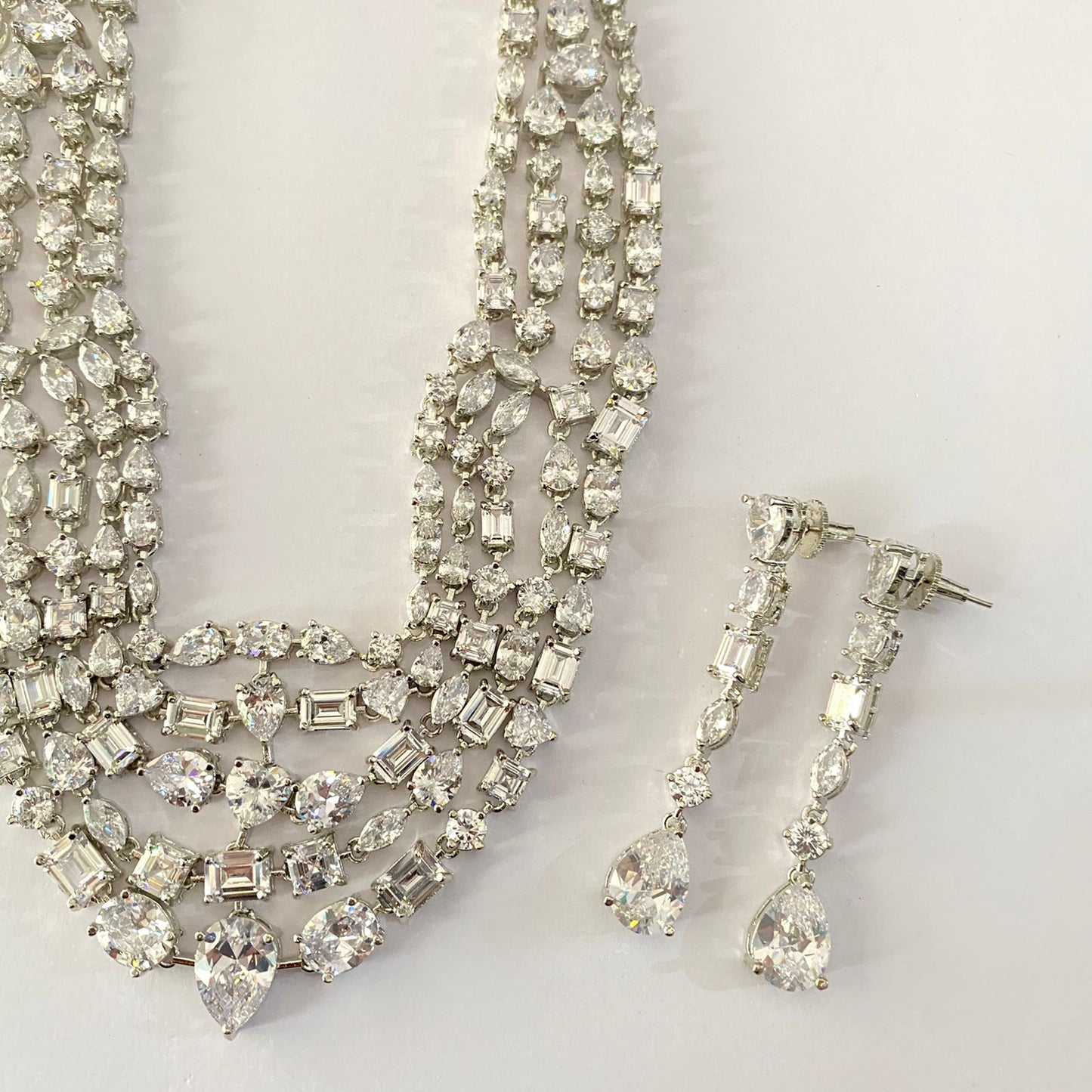 Diamond Layer Silver Plated Beautiful Necklace Set