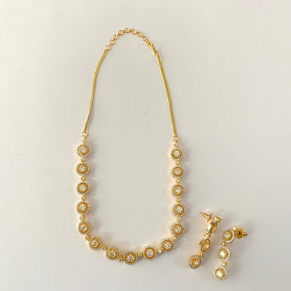 Sleek Diamond Gold Plated Necklace Set