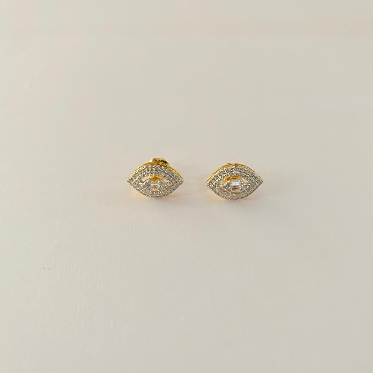 Gold Plated Women Sterling Pure Silver 92.5 Stud