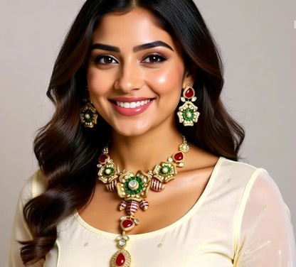 Ruby emrald Floral latest design Necklace set