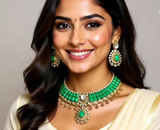 Royal  Emerald Kundan latest design  necklace Set